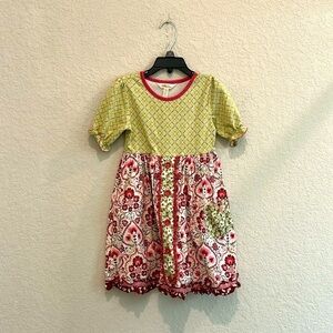 Matilda Jane dress size 6 green magenta and white